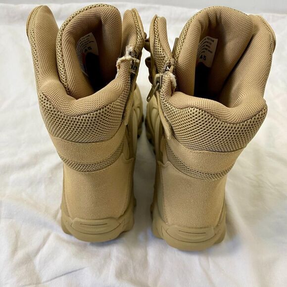 NEW A533 Chunky Tan Brown Faux Leather Suede Lace Up Military Combat Boots US 11 main image 7